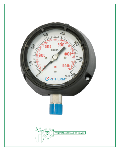 Manómetro Caja Fenólica 4.5", Conexión Vertical 1/2" NPT en Acero Inoxidable