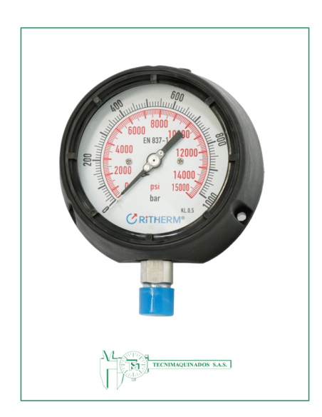 Manómetro Caja Fenólica 4.5", Conexión Vertical 1/2" NPT en Acero Inoxidable