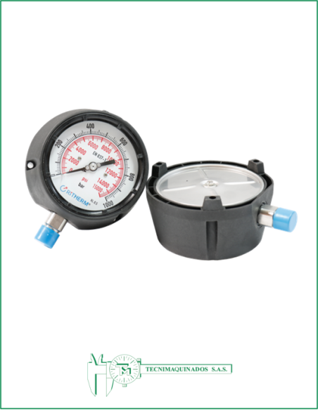 Manómetro Caja Fenólica 4.5", Conexión Vertical 1/2" NPT en Acero Inoxidable